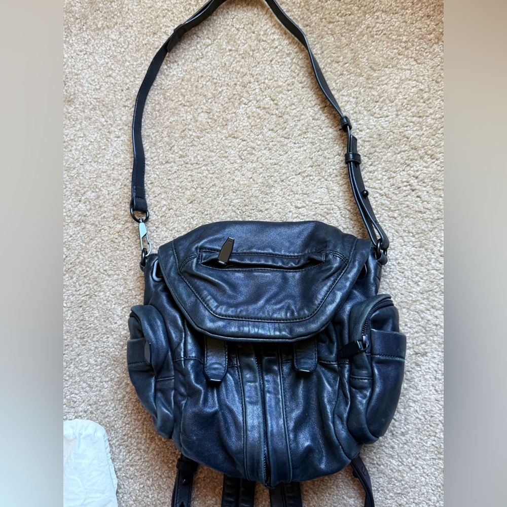 Alexander wang marti lambskin backpack with matt black zip